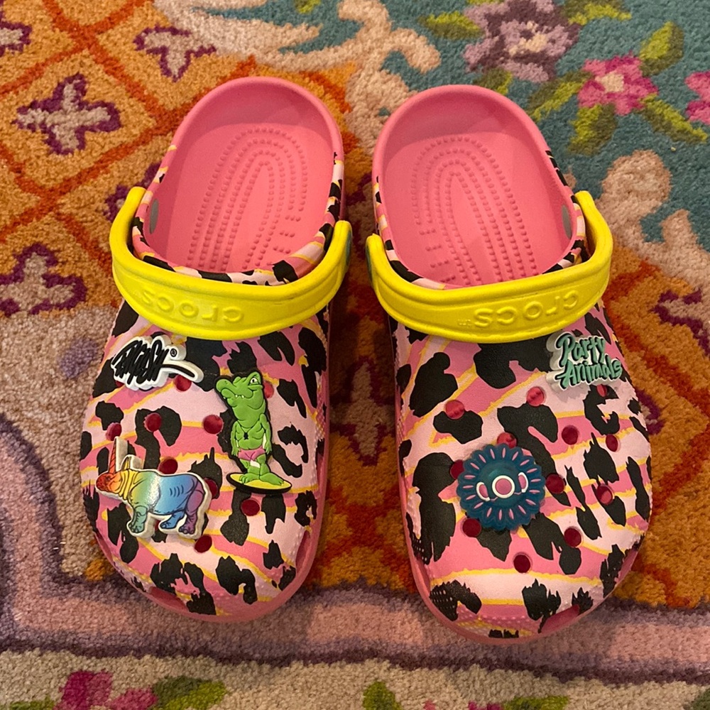 Party animal leopard print light up crocs